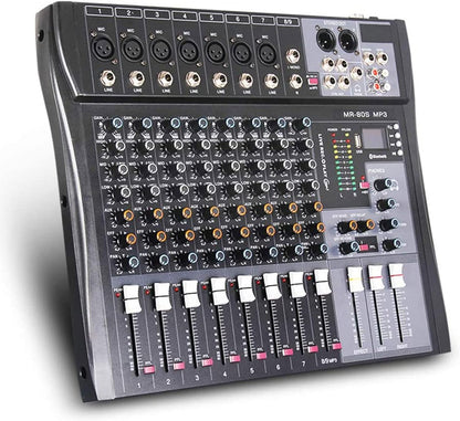 G-MARK MR80S Audio Mixer Interface USB Bluetooth Mixing Console 8 Channel 48V Phantom Power Sound Board Music Reverb For PC Stage DJ Studio Sound Controller Analog Mixer