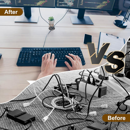 uxcell 5 Pcs 50mm (1.97 Inch) Desk Grommet, Plastic Cable Hole Cover, Wire Cord Cable Organizer for Home Office Computer Desk Cabinet, White