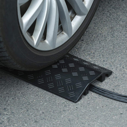 Medium 1 Piece - Floor Cord Cover Cord Protector Drop Over Drop Trak Cable Ramp for Office Warehouse - Black