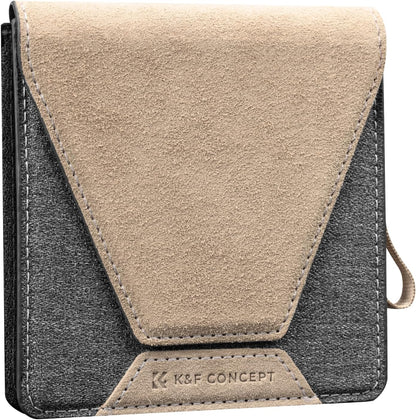 K&F Concept Lens Filter Case 4 Pocket, Leather Carrying Filters Bag Pouch for Square ND CPL etc Filters up to 100x100mm, Designed NANO-X Series Square Bracket 100mm