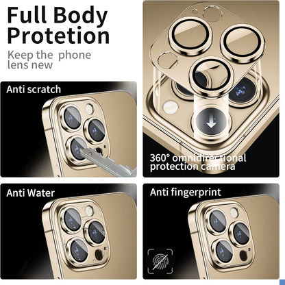 Camera Lens Protector for iPhone 14 Pro/iPhone 14 Pro Max, Alloy Metal Camera Cover with Tempered Glass Screen Protector Accessories,Case Friendly,Scratch Resistant,Easy to Install -Gold