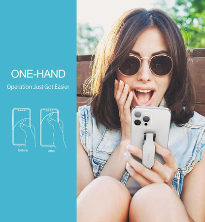 SURITCH Phone Grip Strap Finger Loop Holder for Back of Phone, 2-in-1 Soft Silicone Gripper Kickstand for iPhone Samsung and Most Cell Phone Cases, 3.94" White