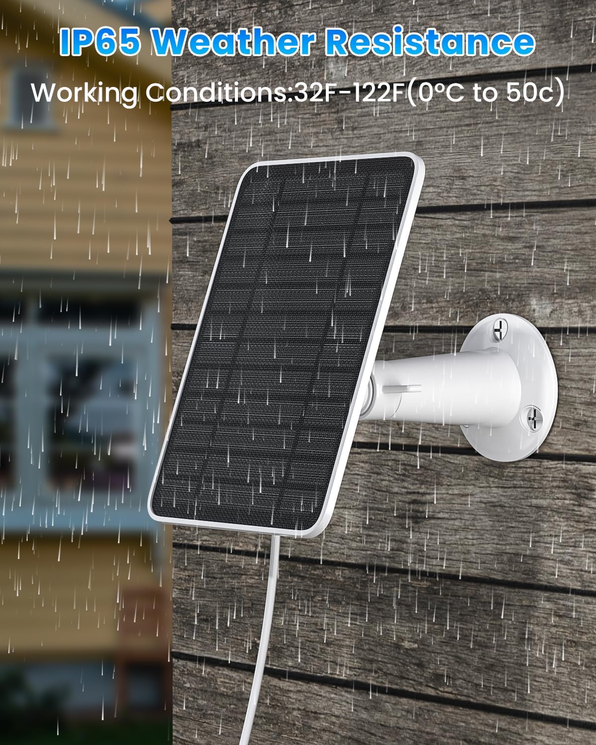 5W Solar Panel for Ring Camera, Solar Panel Charger Compatible with Ring Spotlight Plus/Pro Stick Up Outdoor Cam Battery, 9.8ft Cable with USB-C to Barrel Plug Adapter & Micro-USB Adapter, 4 Pack