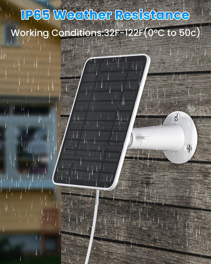 5W Solar Panel for Ring Camera, Solar Panel Charger Compatible with Ring Spotlight Plus/Pro Stick Up Outdoor Cam Battery, 9.8ft Cable with USB-C to Barrel Plug Adapter & Micro-USB Adapter, 4 Pack
