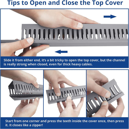 99in(6X L16.5in) Professional Server Rack Cable Management Raceway, H1.4in x W1.6in Cable Raceway Kit, Electrically Safe PVC Open Slot Wire Raceway for Under Desk/Computer/Network Cords, White