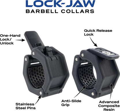 Lock-Jaw Sport Olympic Barbell Collar - Quick Release Barbell Clamp (Black)