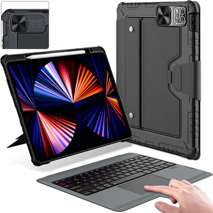 Nillkin iPad Air 13 inch Case Keyboard (M3,2025/M2,2024), Slide Camera Cover, iPad Pro 12.9 Protective Case with Wireless Detachable Keyboard, Multi-Touch Trackpad and Pencil Holder