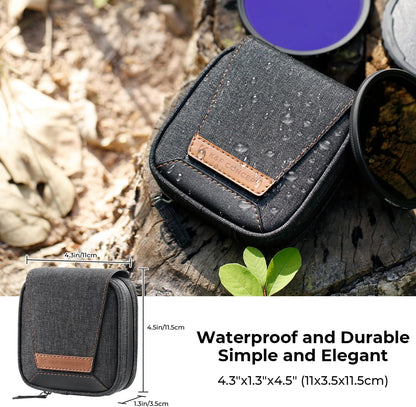 K&F CONCEPT 4 in 1 Basic Model Lens Filter Pouch Up to 95mm solar filter Pouch Case Camera Lens Filter Storage Wallet for ND UV CPL Filter Waterproof Filter Case