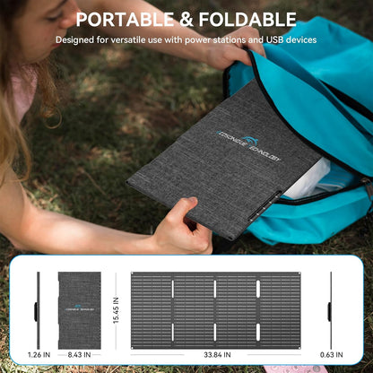 Ecosonique 60W Portable Foldable Solar Panels Charger Fast Charging with USB-C PD3.0 USB-A QC3.0 DC 18V Output ETFE Coating Waterproof for Camping Backpacking Power Station Cell Phones Power Banks