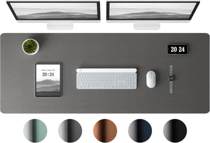 Aothia Leather Desk Pad Protector - Large Mouse Pad, Office Desk Mat, Non-Slip PU Leather Desk Blotter, Laptop Desk Pad, Waterproof Desk Writing Pad for Office and Home (Gray, 38" x 13.7")