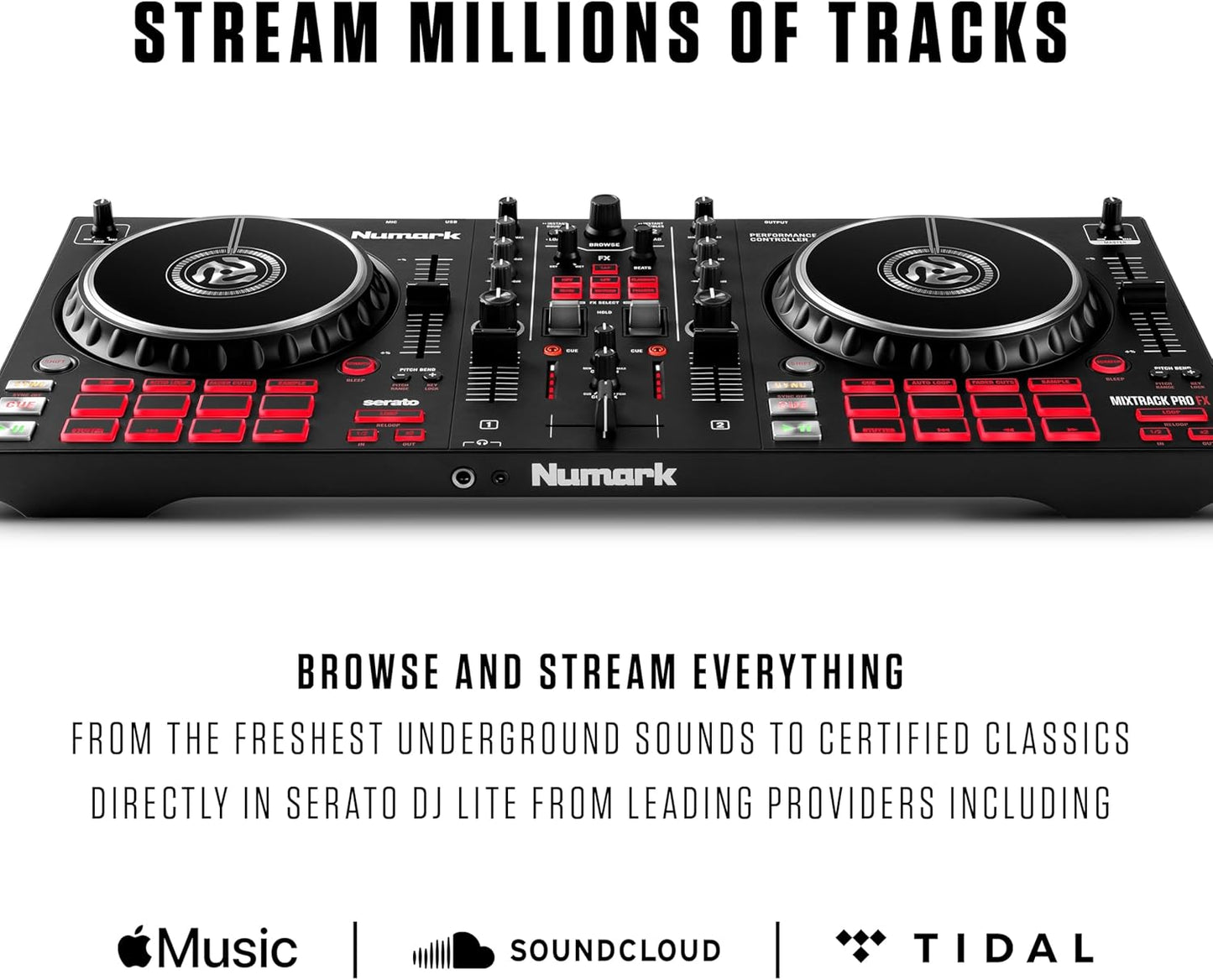 Numark Mixtrack Pro FX Serato DJ Controller with 2 Decks, Mixer, (Effects Paddles and Audio Interface)