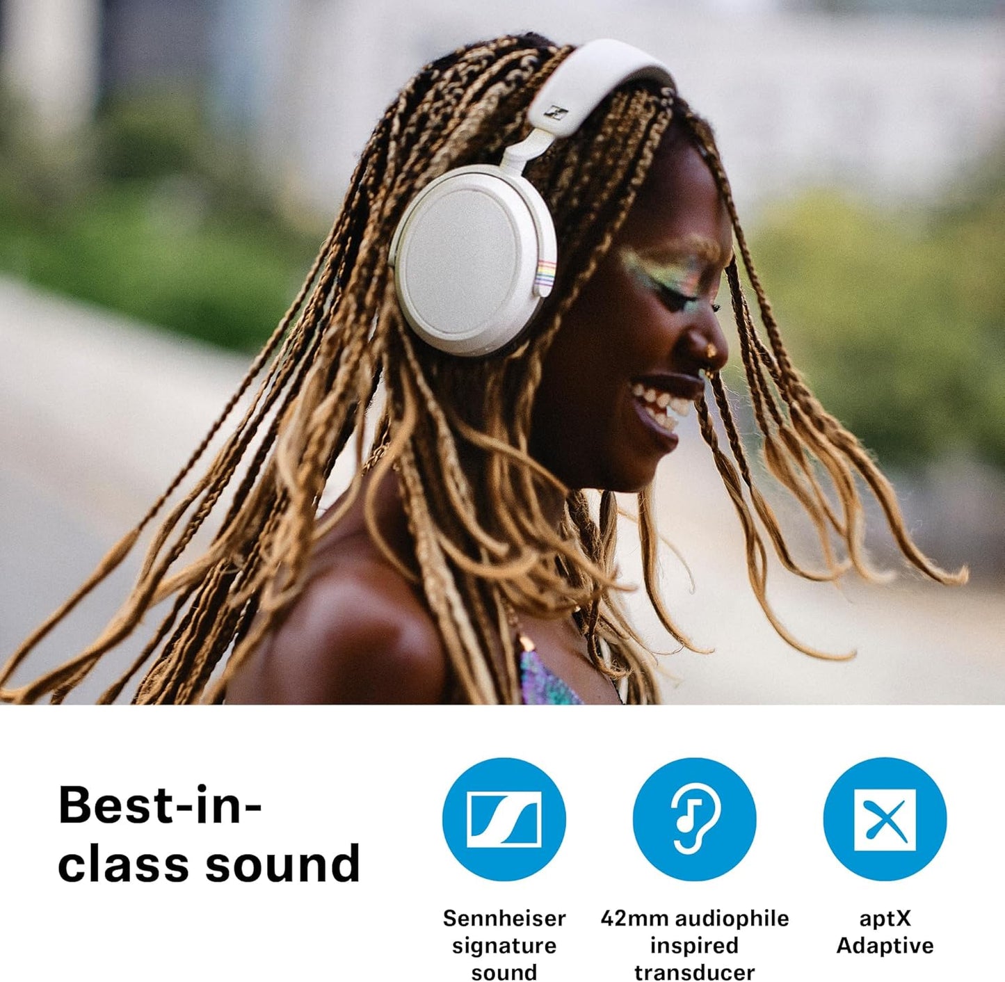 Sennheiser Momentum 4 Headphones - Bluetooth Headset for Crystal-Clear Calls, Adaptive Noise Cancellation, 60h Battery Life, Lightweight, Pride
