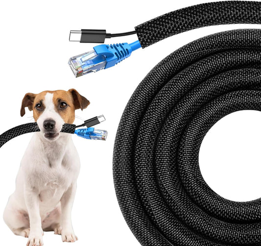Secbolt Cord Protectors from Pets No Chew, 10ft - 3/8 inch Ultra Durable Cord Covers for Pets, Bite-Resistant Cable and Wire Protector for Cats, Dogs, Rabbits - Black