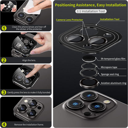 WSKEN for iPhone 14 Pro/iPhone 14 Pro Max Camera Lens Protector,[Night Shooting Mode] HD Tempered Metal Glass Camera Screen Protector Cover Film Accessories, Black