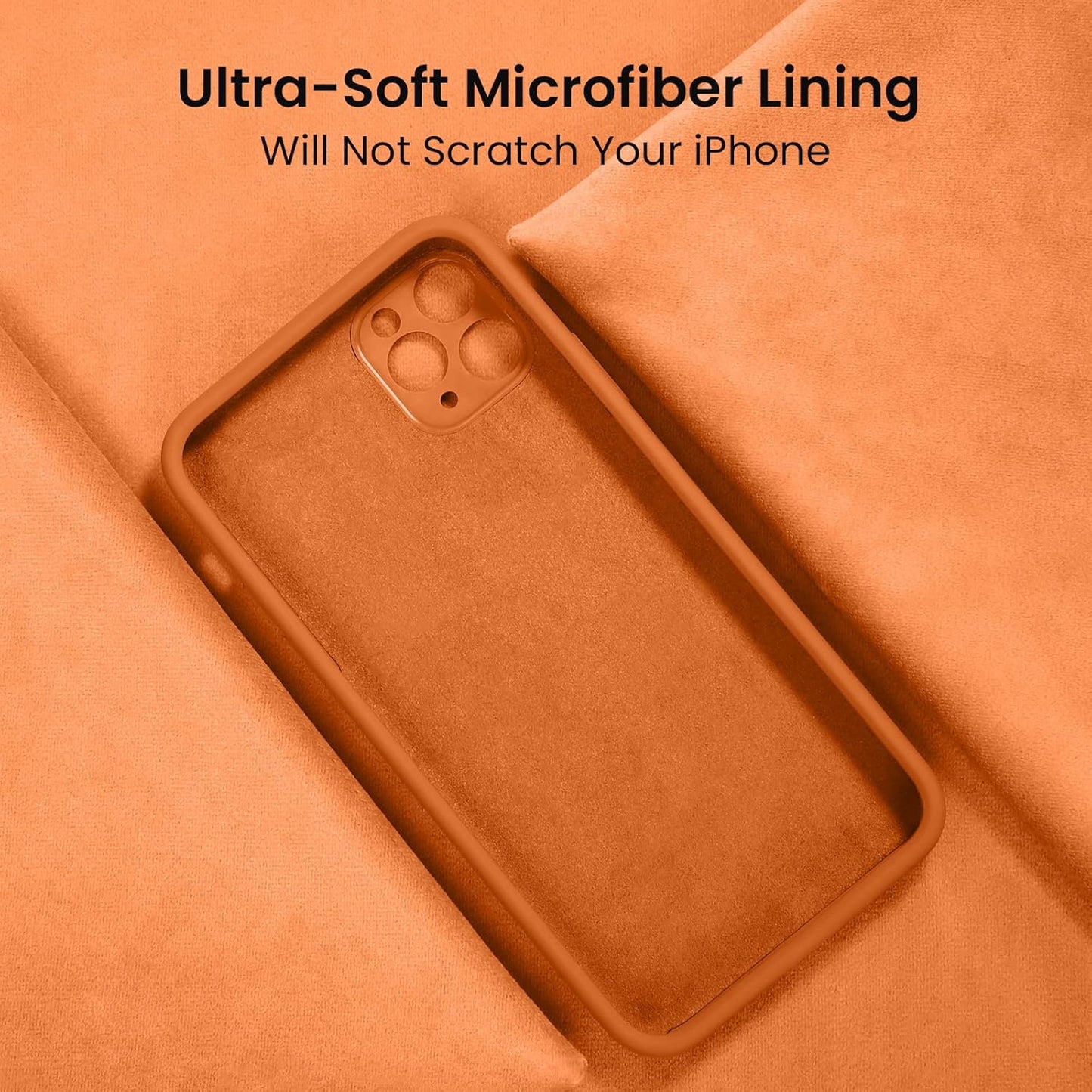 FireNova for iPhone 14 Pro Case, Silicone Upgraded [Camera Protection] Phone Case with [2 Screen Protectors], Soft Anti-Scratch Microfiber Lining Inside, 6.1 inch,Kumquat