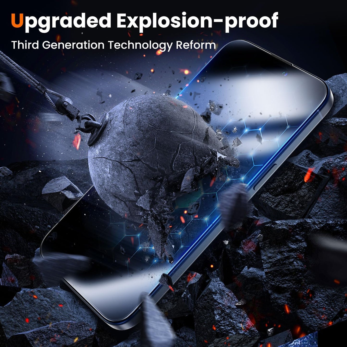 UniqueMe for iPhone 14 Plus/13 Pro Max Screen Protector - [Military Grade Shatterproof & 9H+ Hardness] Screen Protector 13 Pro Max Tempered Glass Full Coverage Protection, Easy Installation, 2 Packs