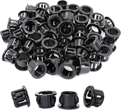 1/2"(13mm) Black Snap-in Knockout Insulating Bushing Grommets, Plastic Cable Hole Grommets for Wiring, Round Nylon Snap in Locking Electrical Wire Cord Hose & Tubing Bushings Grommets, 50pcs