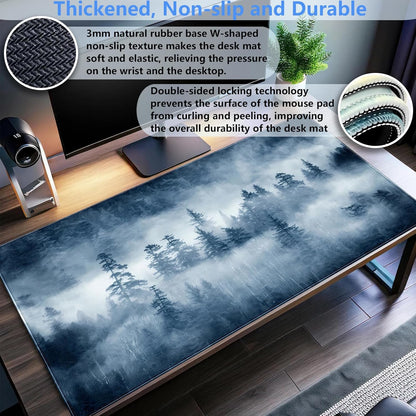 Forest Nature Scenery Mountain Desk Pad Extra Large 31.5"x15.7" Gaming Mouse Pad XL Keyboard Mat for Office Laptop Computer Desk Decor
