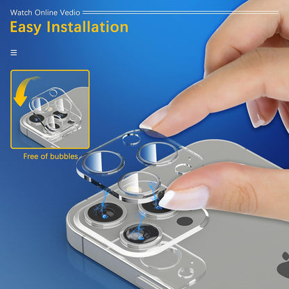 UniqueMe [3 Pack] Camera Lens Protector Compatible with iPhone 13 Pro 6.1" / 13 Pro Max 6.7" Tempered Glass,[Case Friendly][New version][Scratch-Resistant][Easy Installation] - Sliver Circle