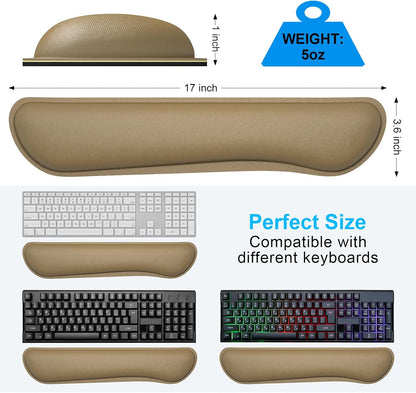 Dapesuom Enlarge Keyboard Wrist Rest, Cute Memory Foam Keyboard Wrist Cushion for Computer Desk Mats Support, Typing Pain Relief Ergonomic Mouse Pad Rests with Non-Slip Base for Gaming, Laptop, Brown