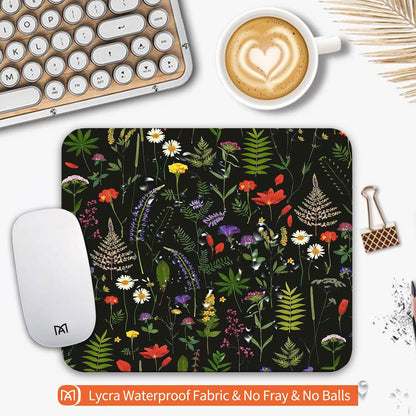 Square Mouse Pad Flowers,Personalized Premium-Textured Custom Mouse Mat Design,Washable Mousepad Cloth,Non-Slip Rubber Base Computer Mouse Pads for Wireless Mouse