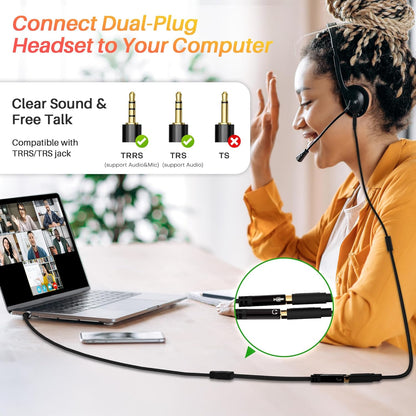 1/8inch Aux Headphone Splitter 2 Way Cable 1FT, 3.5mm 1 Male to 2 Female Mic and Audio Y TRRS Adapter, Compatible with Headset Earphone Switch 2/PS4/PS5 Steam Deck Xbox PC Laptop Phone Tablet Gaming