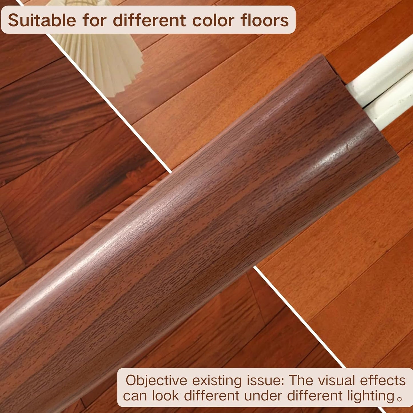 3.3ft Self Adhesive Floor Cord Cover, Cord Hider Floor, Cable Cavity:0.61"(W) x 0.32"(H),Heavy Duty Cable Protector, Hide Extension Cords, Cable Management Hide Wires on Floor,Walnut Wood