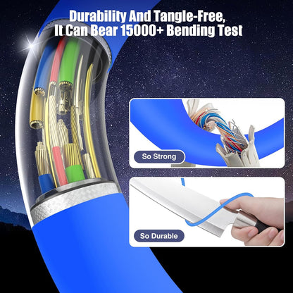 3-Pack Blue [3.3FT+6.6FT+10FT] 60W USB C to USB C Cable, Type C Fast Charging Cable for iPhone 16 15 Pro Plus Pro Max，for Galaxy S24 S23, for iPad Pro/Air, for MacBook Pro/Air and More