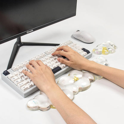Gel Keyboard and Mouse Wrist Rest Set – Clear Cloud Wrist Rest for Computer Keyboard 60%/68%/75%, Comfort & Support for Typing and Gaming (Cute Starfish)