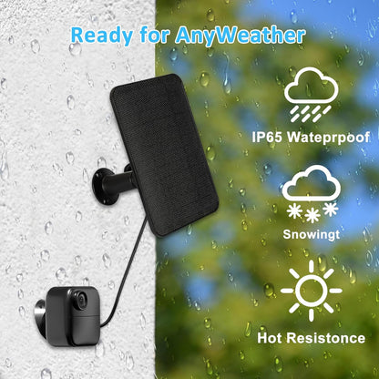 6W Solar Panel Charger for Blink Outdoor 4 (4th Gen), Solar Panel with 13.1ft Waterproof Charging Cable, Waterproof Rubber Plug, 360°Adjustable Mount and Micro USB and Type-C Port (for Blink 4-4PC)