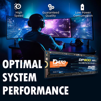 DATO M.2 2280 SSD 1TB, PCIe Gen4 x4 NVMe SSD Internal Solid State Drive for Gaming and Creators, Compatible with Desktop and Laptop, Up to 5100/4600 MB/s - DP800 Pro