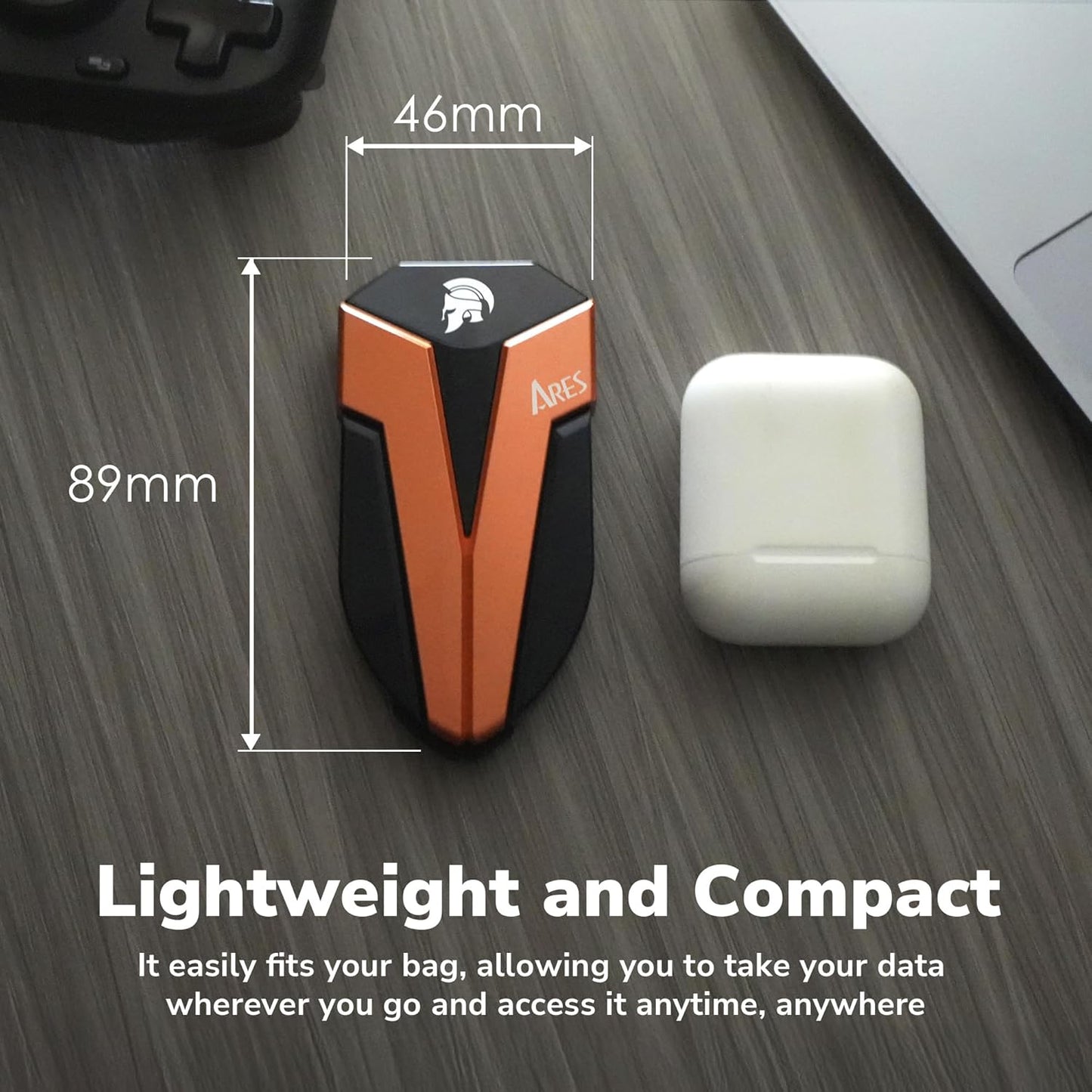 DATO External SSD 4TB, External Solid State Drive Portable SSD External USB 3.2 Gen 2x2 Type-C OTG Supported Compatible with PS5 and Xbox, up to 1600/1500 MB/s IP67 Waterproof - ARES Amber Shield