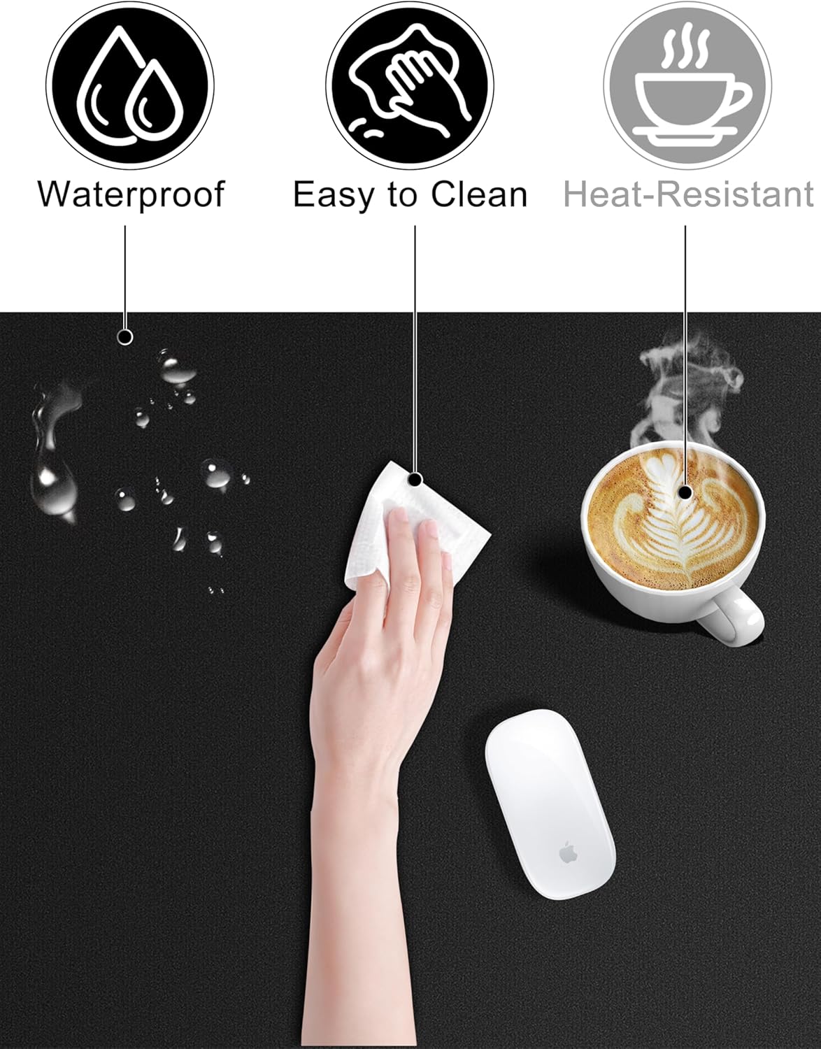 TopMade Mouse Pad with 15W Fast Wireless Charging, 35.43"x15.75" XXXL Large Gaming Mousepad, Waterproof Desk Pad, Classic Black Computer Desk Mat(Includes 20W PD Power Adapter & 6.56ft Woven Cable)