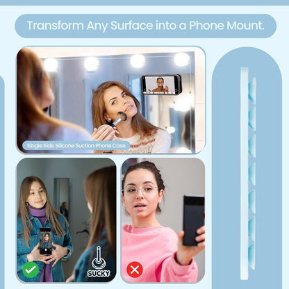 SUCKY Silicone Suction Phone Case Adhesive Octo Cup Buddy Mount - Anti-Slip Holder, Hands-Free Phone Accessory for iPhone & Android - Sticky Grip for Selfies, Videos - Baby Blue