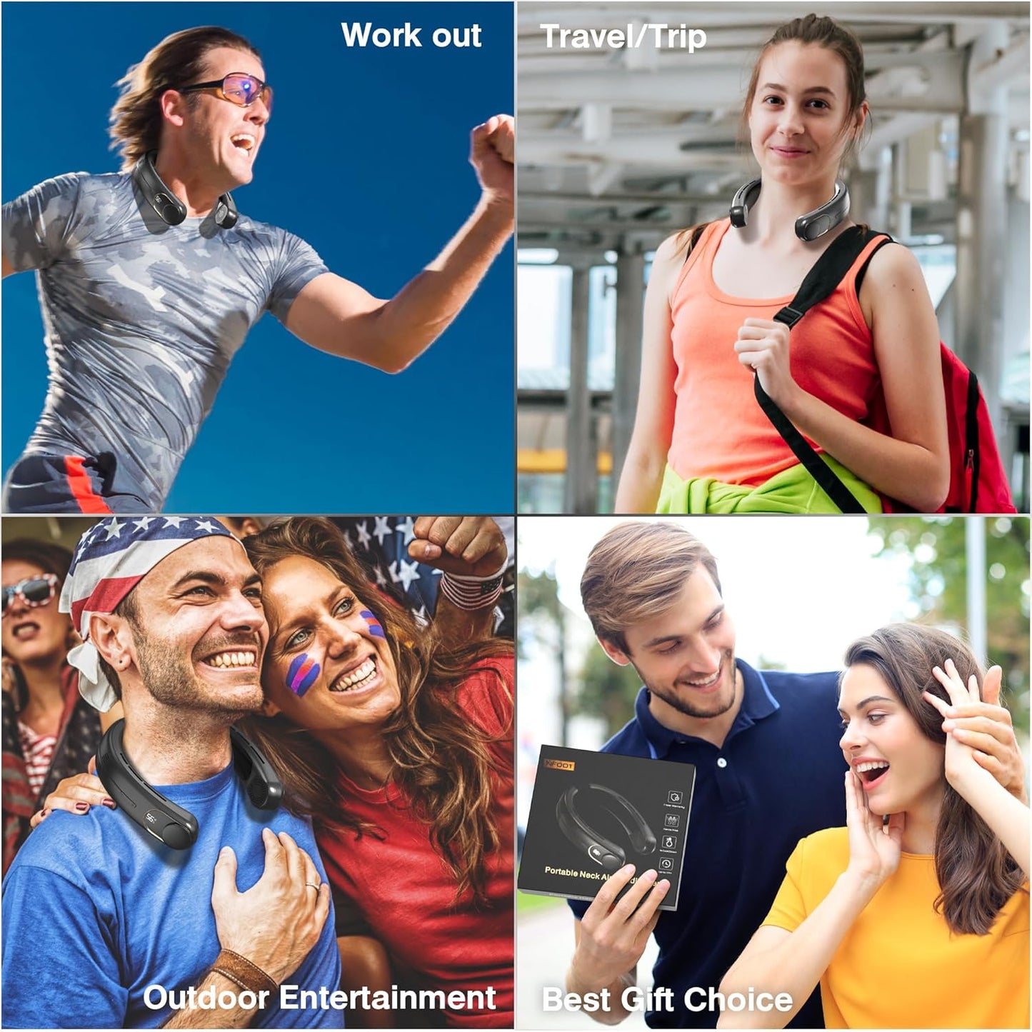 COMLIFE Neck Air Conditioner, 3-Speed Portable Neck Fan with Ice Cooler, 5000mAh Rechargeable Battery Operated Personal Air Conditioner, Hands-Free Bladeless Neck Fan for Sports Travel Outdoor Indoor