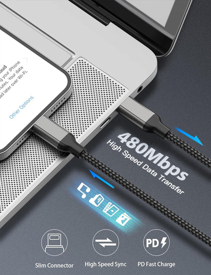 10ft USB C to Lightning Cable 2Pack,[Apple MFi Certified]Power Delivery USB C iPhone Charger Fast Charging,10 foot Nylon Braided Type C to Lightning Cord for iPhone 14 13 12 11 Pro Max XR XS 8 SE iPad