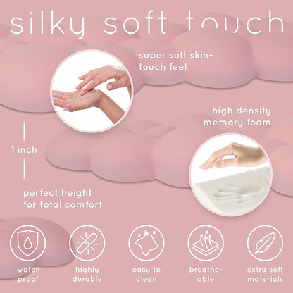 Qloud Cloud Wrist Rest Keyboard Wrist Rest for Computer Keyboard Pad, Cloud Keyboard Wrist Rest, Wrist Pad for Keyboard, Memory Foam, Non Slip Base, Comes with Mouse Pad - Pastel Pink