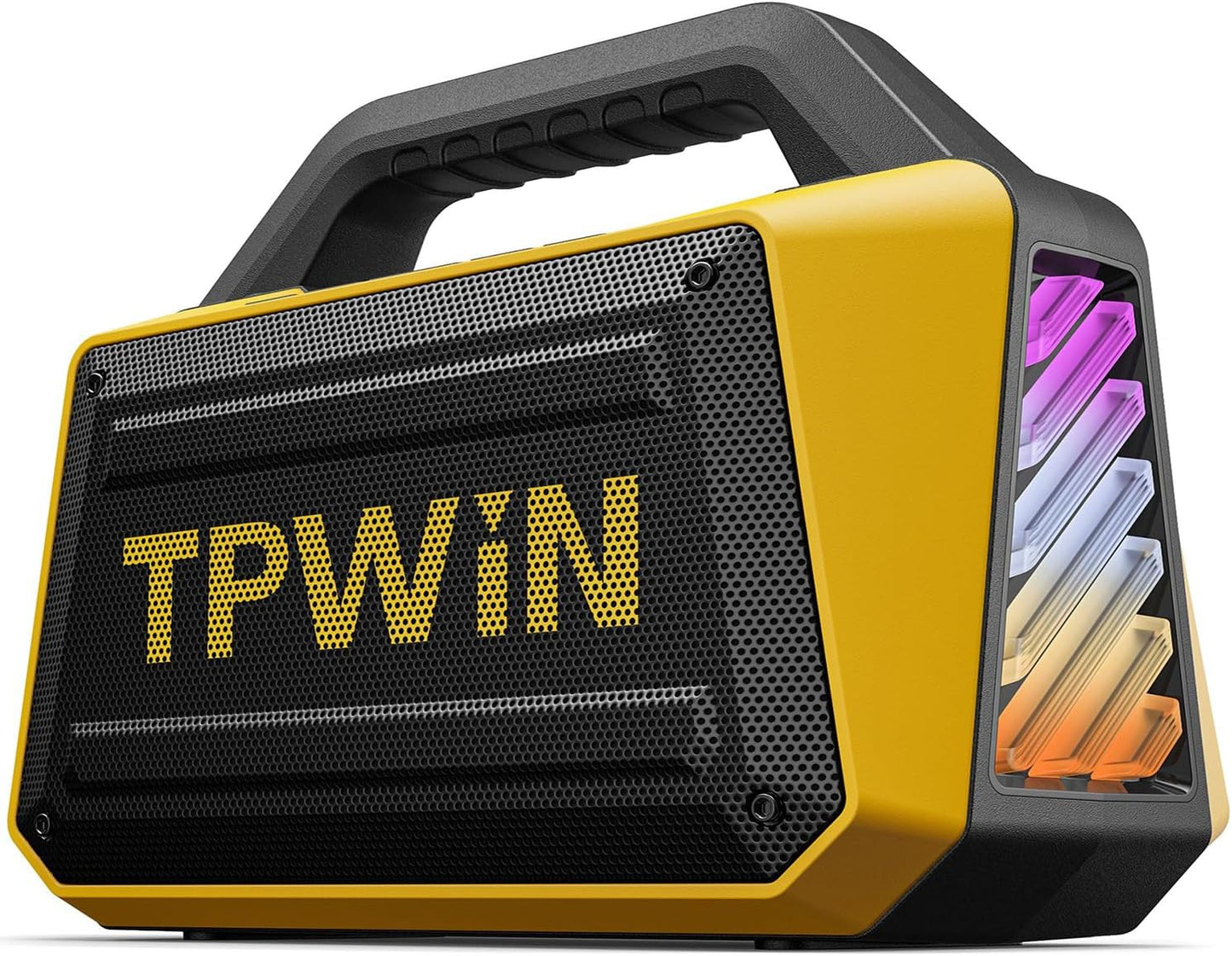 Portable Bluetooth Speakers - Wireless Jobsite Speaker 80W Peak, TWS, Light Shows, Loud Speaker with Deep Bass, BT 5.3, IPX6 Waterproof, 20H Playtime for Outdoor Beach Camping Garage - Yellow