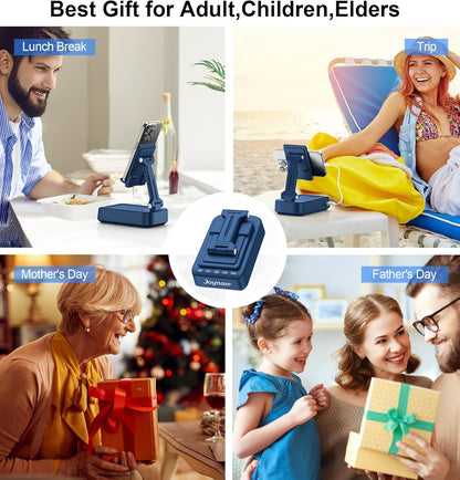 Gifts for Men Women, Bluetooth Speaker Phone Stand with Charging Function 360° Rotable Adjustable Cell Phone Holder HD Surround Sound for Desk Fits All Phones,Tablet (Blue)