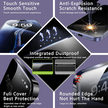 2 Pack Anti Blue Light Matte Screen Protector for iPhone 15 Pro, 9H Tempered Glass, Full Coverage, Anti-Fingerprint, Auto Dust-Elimination, No Bubble, Easy Installation