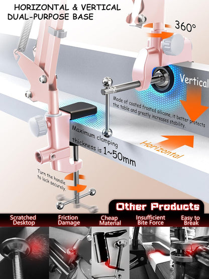 Foldable Tablet Stand, Tablet Mount Adjustable for Bed,Universal Flexible Tablet Holder with 360 Degree Rotation for iPad/iPhoneX/iPad Pro/N-Switch,or Other 4.5~13.5 Inches Devices (Pink)