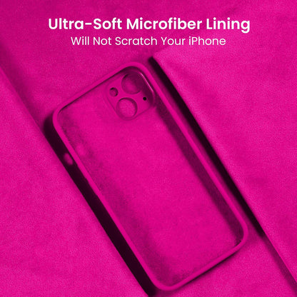 FireNova Designed for iPhone 14 Case, Silicone Upgraded [Camera Protection] Phone Case with [2 Screen Protectors], Soft Anti-Scratch Microfiber Lining Inside, 6.1 inch, Hot Pink