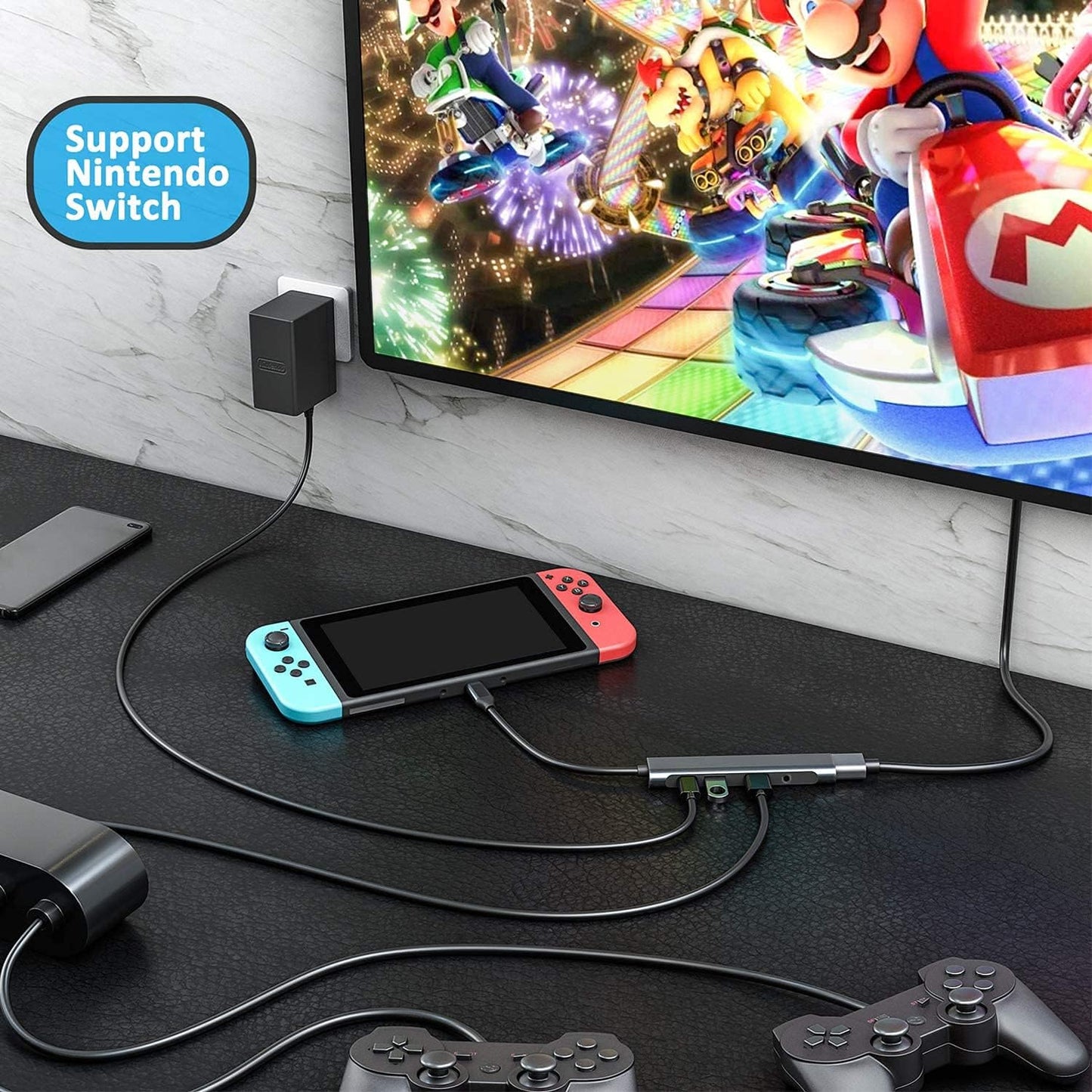 USB C to HDMI Adapter Dex Dock for Galaxy S25/S24/S23/S22/Note20/TabS9/S8/S7,Type-c hub with 3.5mm Audio Jack,4K HDMI,USB3.0,PD 60W,Adapter for iPhone 15/iPad Air 4/5,iPad mini 6,Nintendo Switch