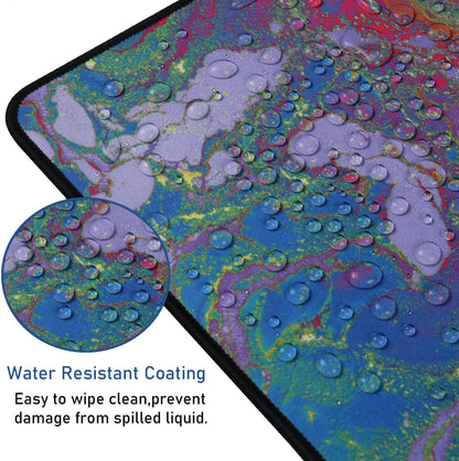 Large Extended Gaming Mouse Pad with Stitched Edges, Durable Non-Slip Natural Rubber Base, Waterproof Computer Keyboard Pad Mat for Esports Pros/Gamer/Desktop/Office/Home - Red Green