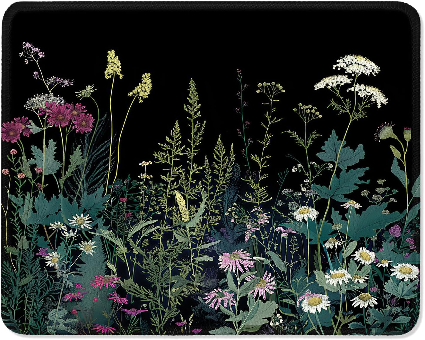 ITNRSIIET Mouse Pad with Stitched Edge Premium Textured Smooth Precise Operation Waterproof Washable Non-Slip Rubber Base Desktop Protection Mat, 10.2×8.3×0.12 inches, Pretty Flowers