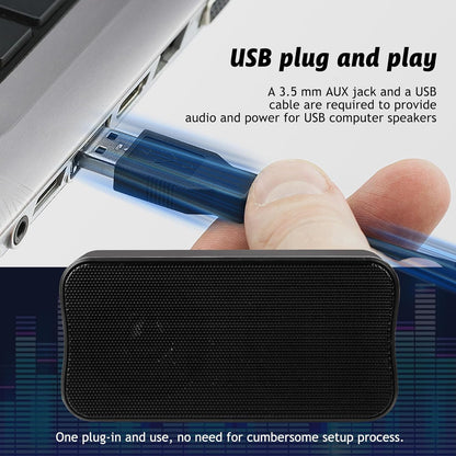USB Small Computer Speaker Bar, USB Mini Computer Speakers, Laptop Speaker, Computer Speakers for Desktop PC, Plug and Play, Protable PC Sound Bar for Office Home School