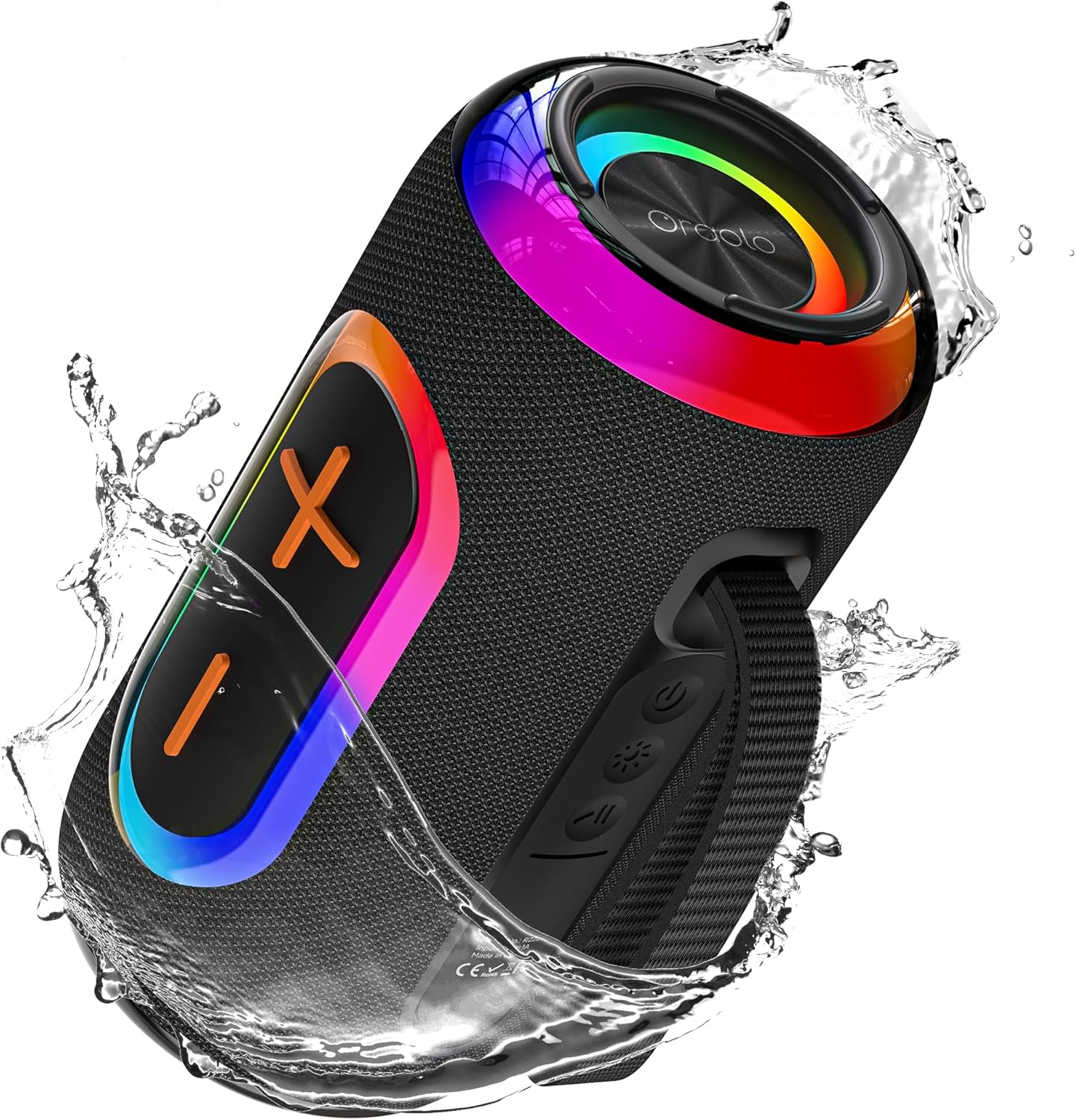 Oraolo Portable Bluetooth Speaker with 24W Loud Stereo Sound, Colorful RGB Lights, TWS Pairing, Bluetooth 5.4, 15H Playtime, Support AUX/TF Card, Wireless Speaker for Outdoor Party Home