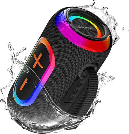 Oraolo Portable Bluetooth Speaker with 24W Loud Stereo Sound, Colorful RGB Lights, TWS Pairing, Bluetooth 5.4, 15H Playtime, Support AUX/TF Card, Wireless Speaker for Outdoor Party Home