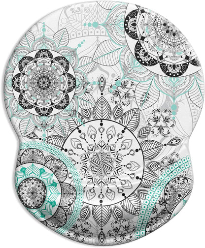 ITNRSIIET Ergonomic Mouse Pad with Gel Wrist Support Small Wrist Rest Smooth Surface Non-Slip PU Base Comfortable Office Supplies Pain Relief, 8.7 x 7.2 inches, Mandala Flowers