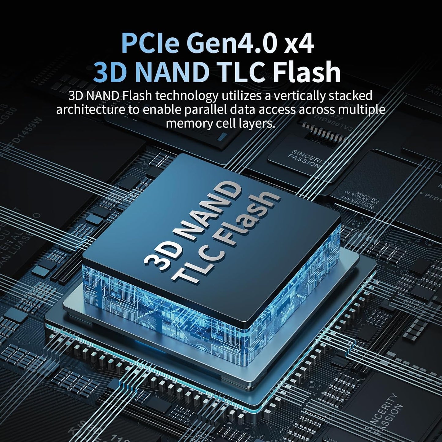 1TB SSD NVMe M.2 2280 PCIe Gen4 x4 Internal Solid State Drive - Up to 7400MB/s, 1TB SSD PS5 Dynamic SLC Cache, PS5 Compatible for Gaming PC Laptop(EN870)